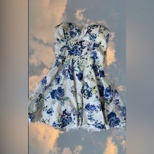 Emerald Sundae Blue Lavender Aqua Flower Sleeveless Dress Size 1 Cottagecore